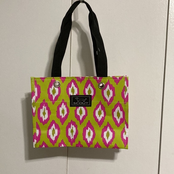 SCOUT Dachshund Small Tote Gift Bag Neon Green Pink 11.25 x 8.25 Inches - Picture 3 of 8